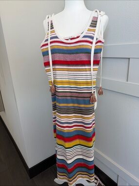 Veronica Beard Cream-Trim Multicolor Striped Knit Tank